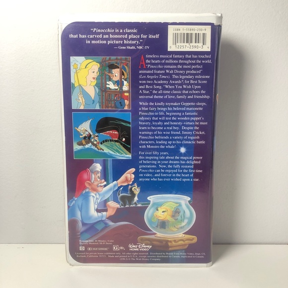 WALT DISNEY’S MASTERPIECE PINOCCHIO (VHS) - Picture 3 of 6